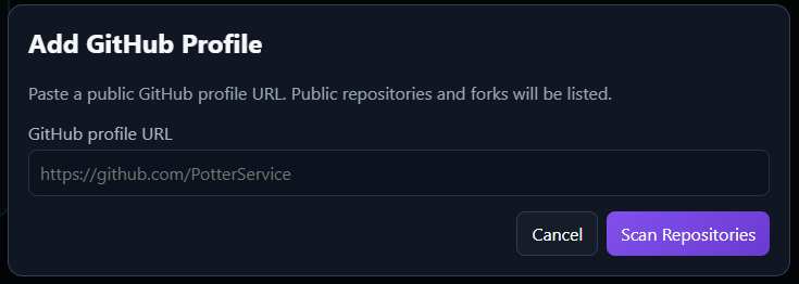 Add GitHub Profile screenshot