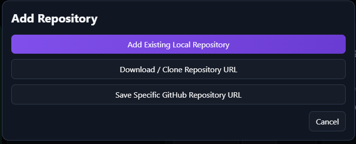 Add Repository screenshot