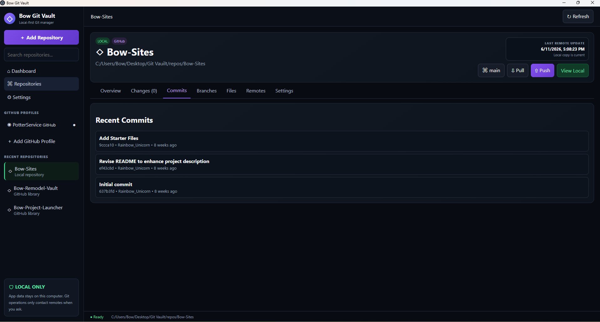 Commits screenshot